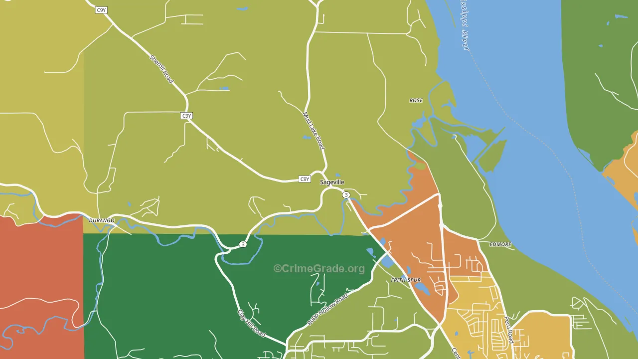 Sageville, IA Map of Arson Rates