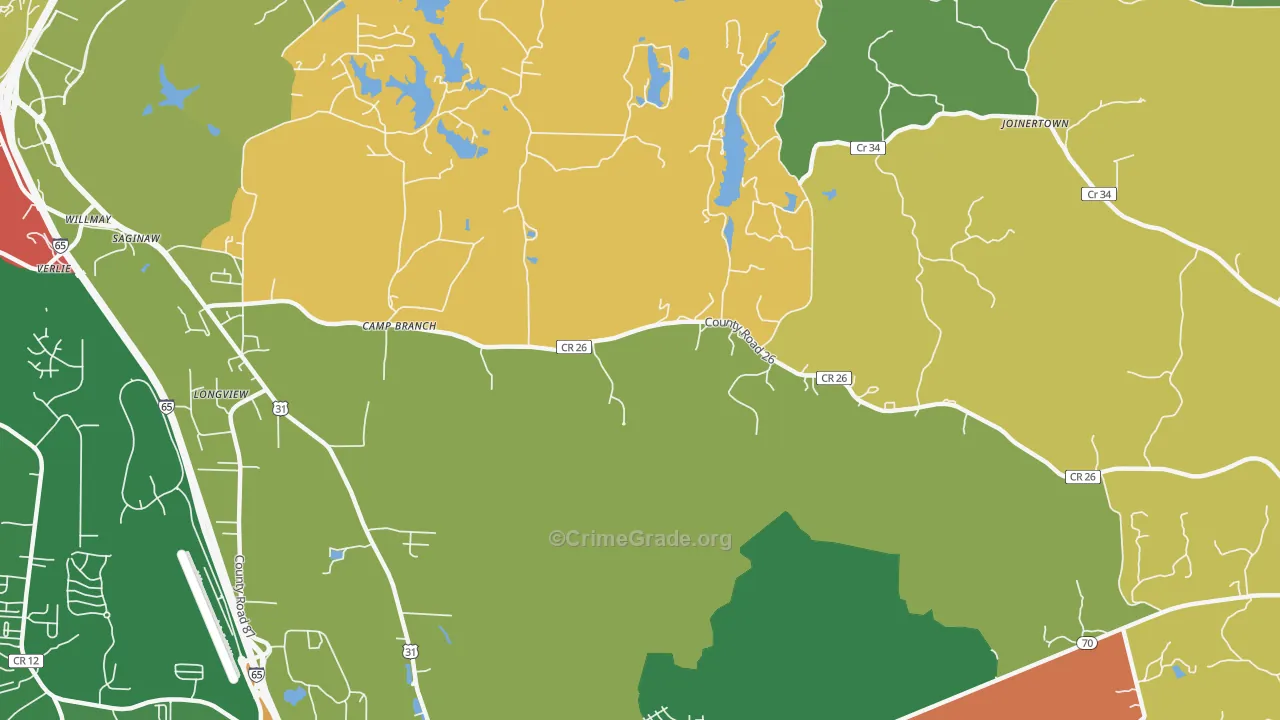 Saginaw, AL Map of Arson Rates