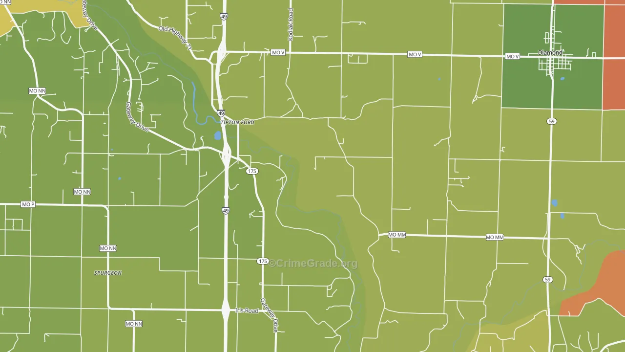 Saginaw, MO Map of Arson Rates