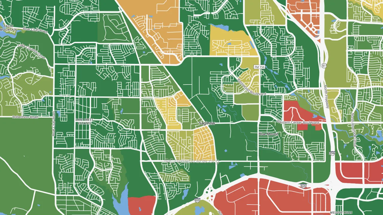 Saginaw, TX Map of Arson Rates
