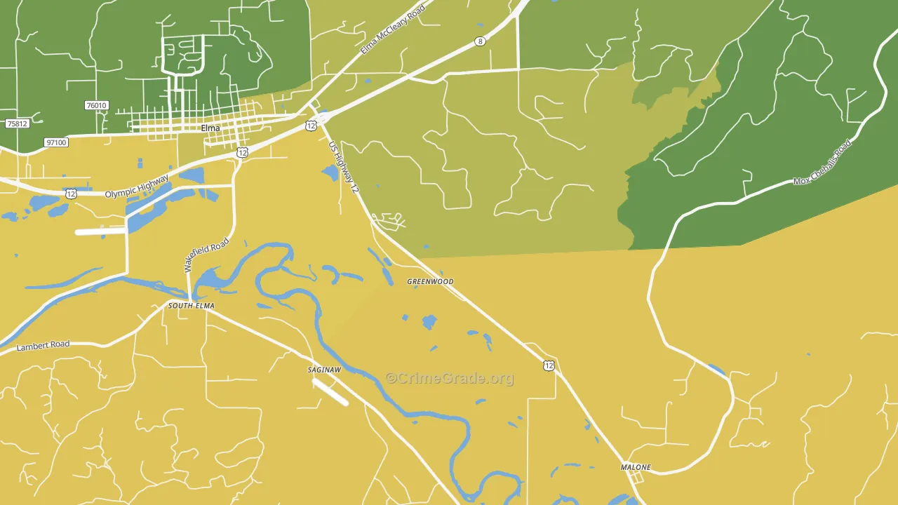 Saginaw, WA Map of Arson Rates
