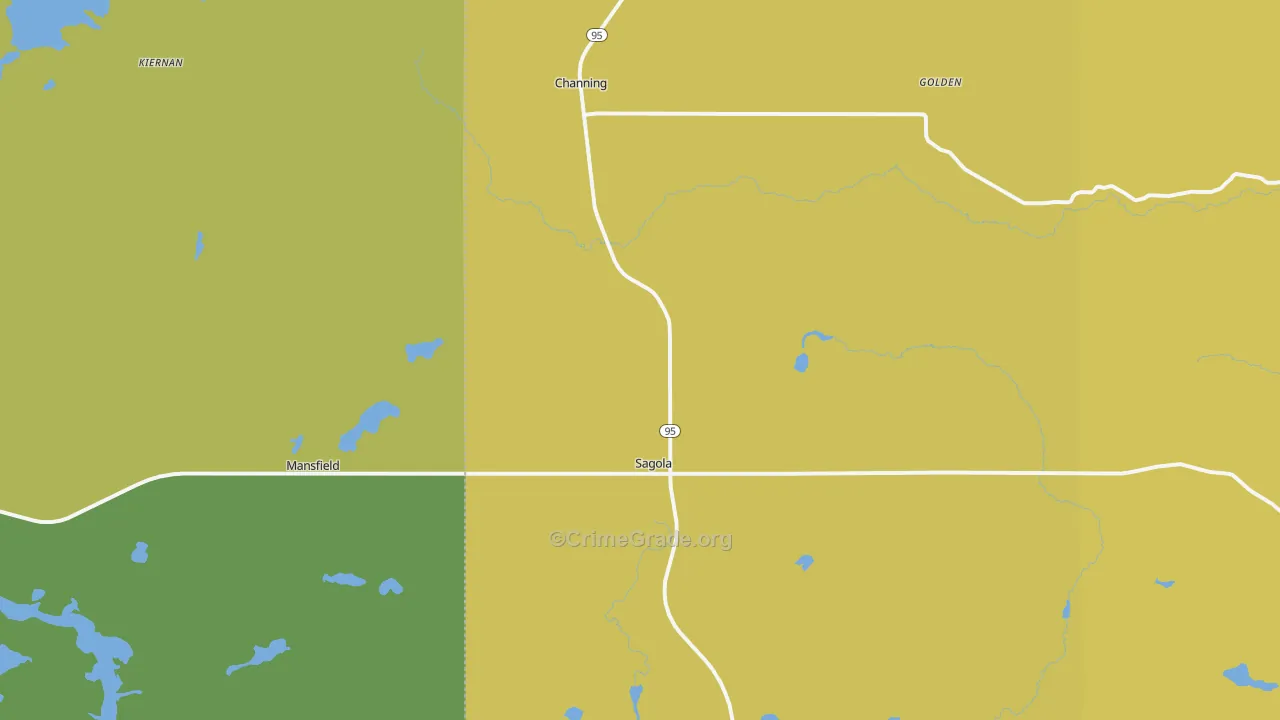 Sagola, MI Map of Arson Rates