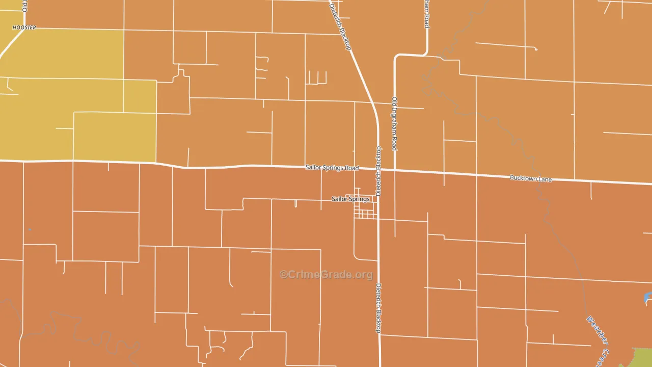 Sailor Springs, IL Map of Arson Rates