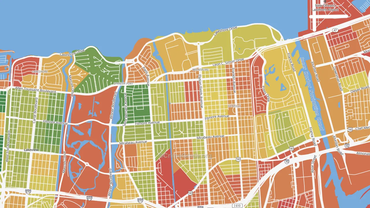 Saint Anthony, New Orleans, LA Map of Arson Rates