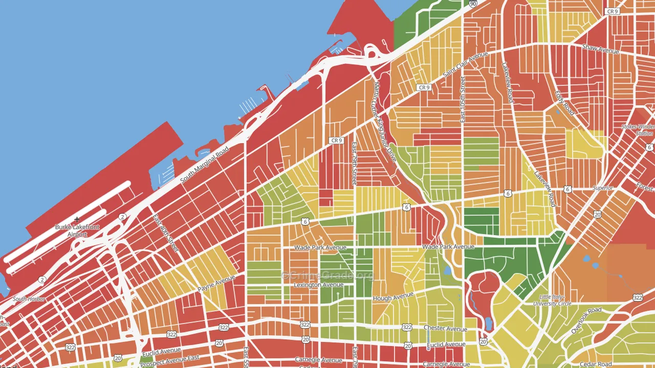 Saint Claire-Superior, Cleveland, OH Map of Arson Rates