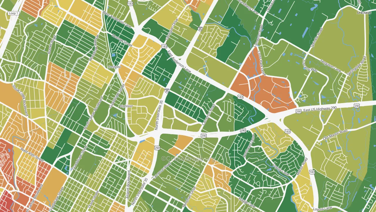 Saint Johns, Austin, TX Map of Arson Rates