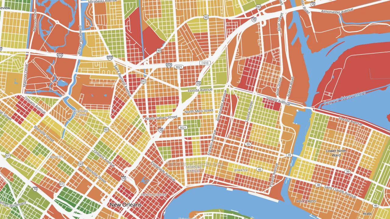 Saint Roch, New Orleans, LA Map of Arson Rates