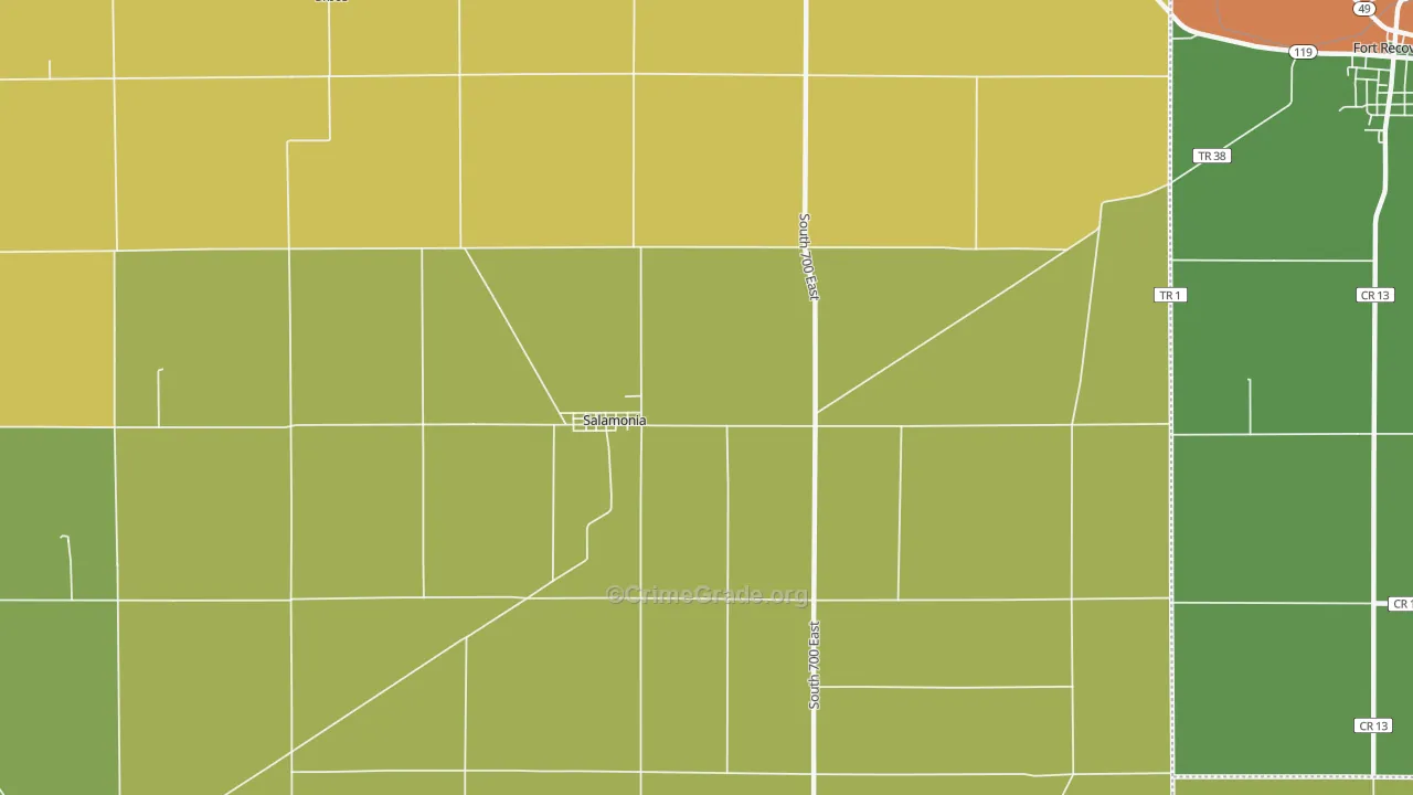 Salamonia, IN Map of Arson Rates