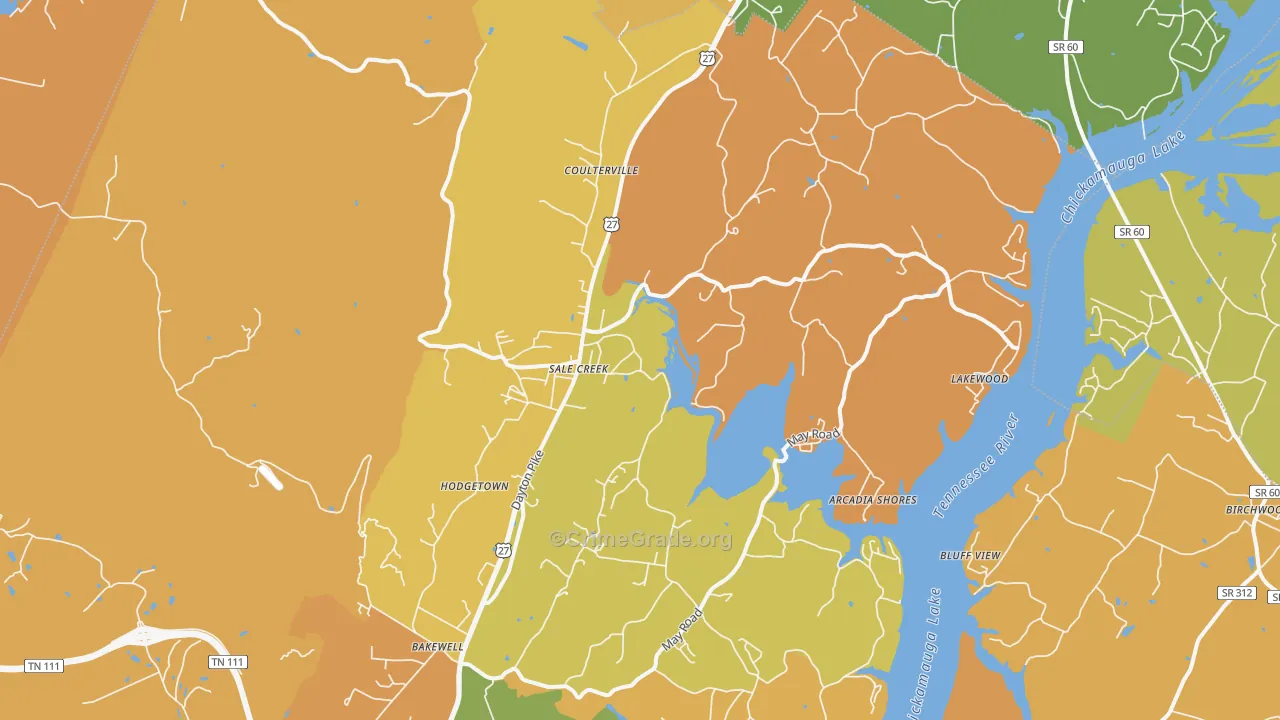 Sale Creek, TN Map of Arson Rates