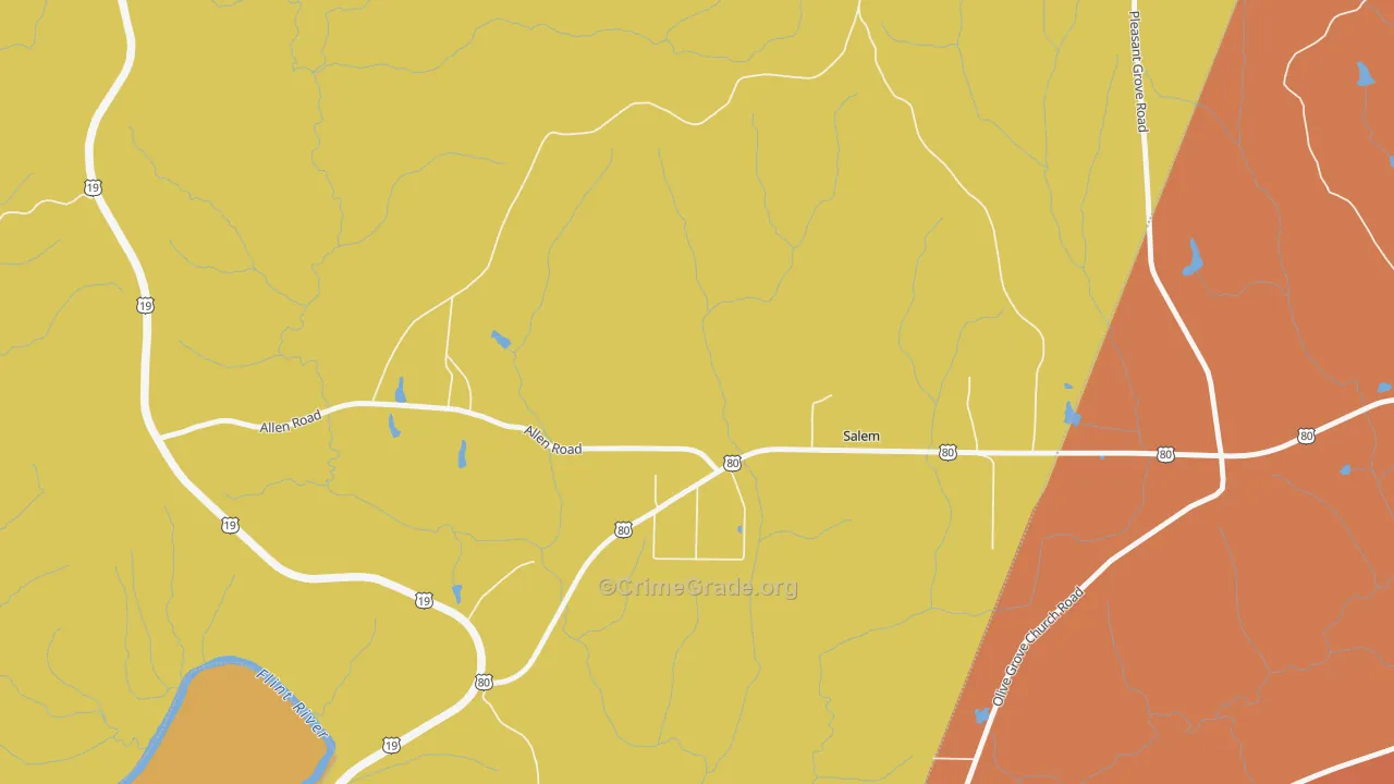 Salem, GA Map of Arson Rates