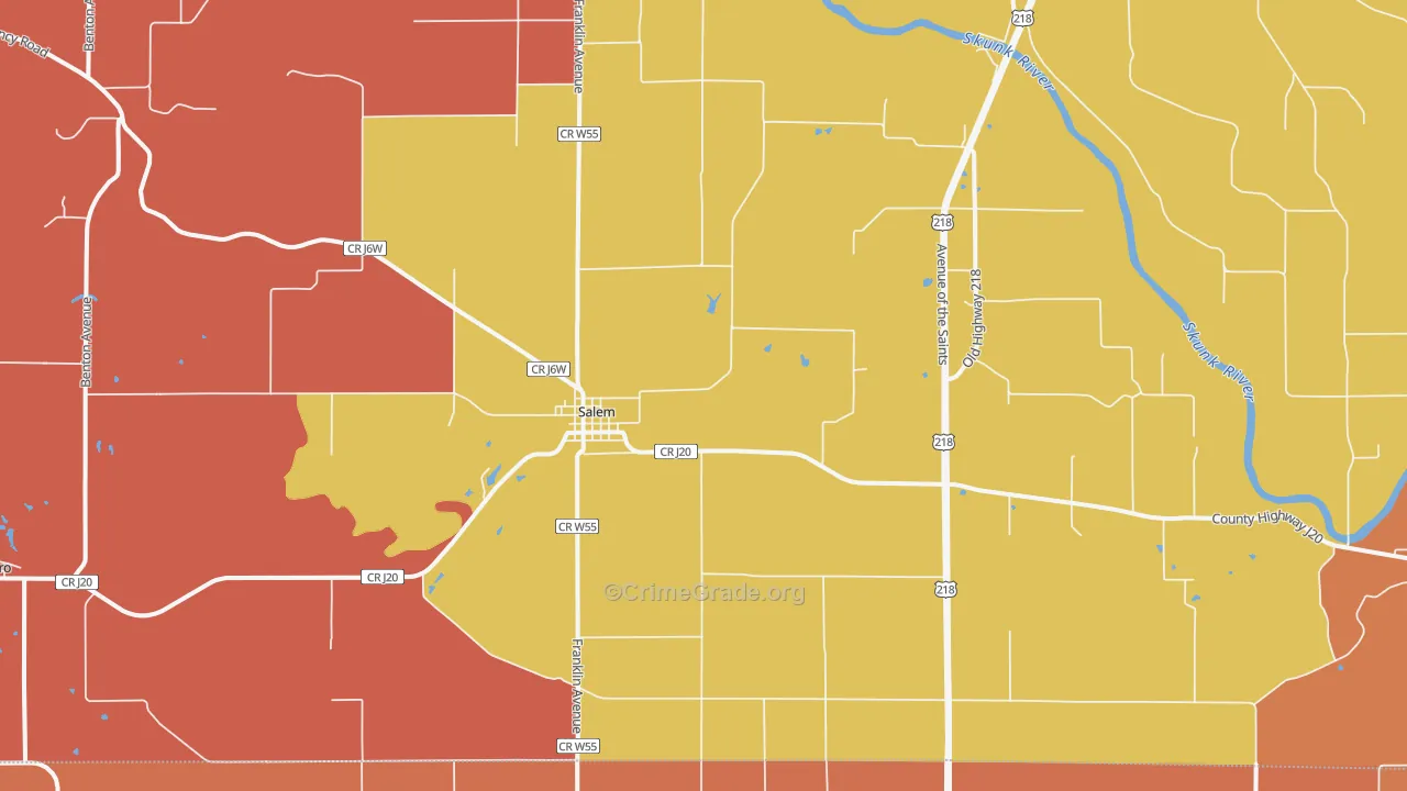 Salem, IA Map of Arson Rates