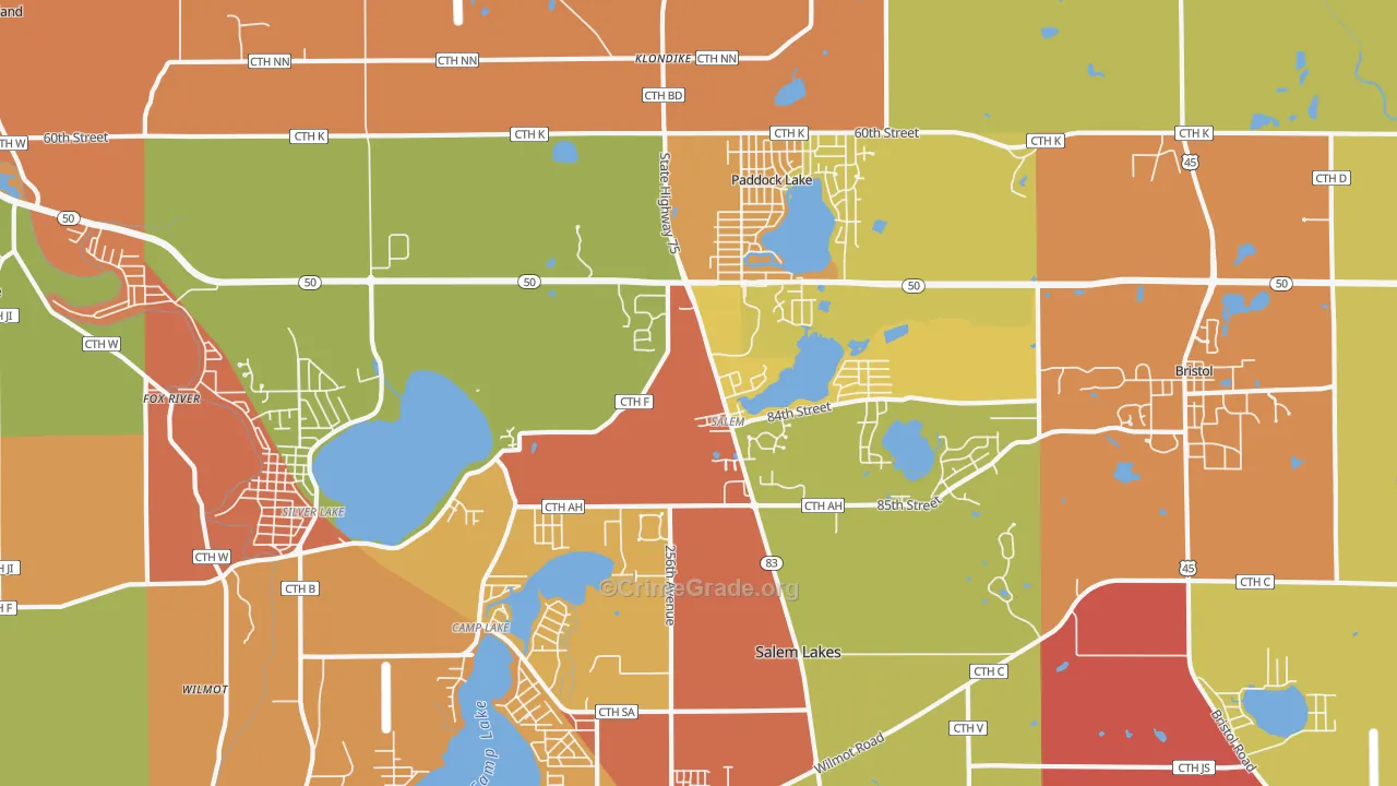 Salem, WI Map of Arson Rates