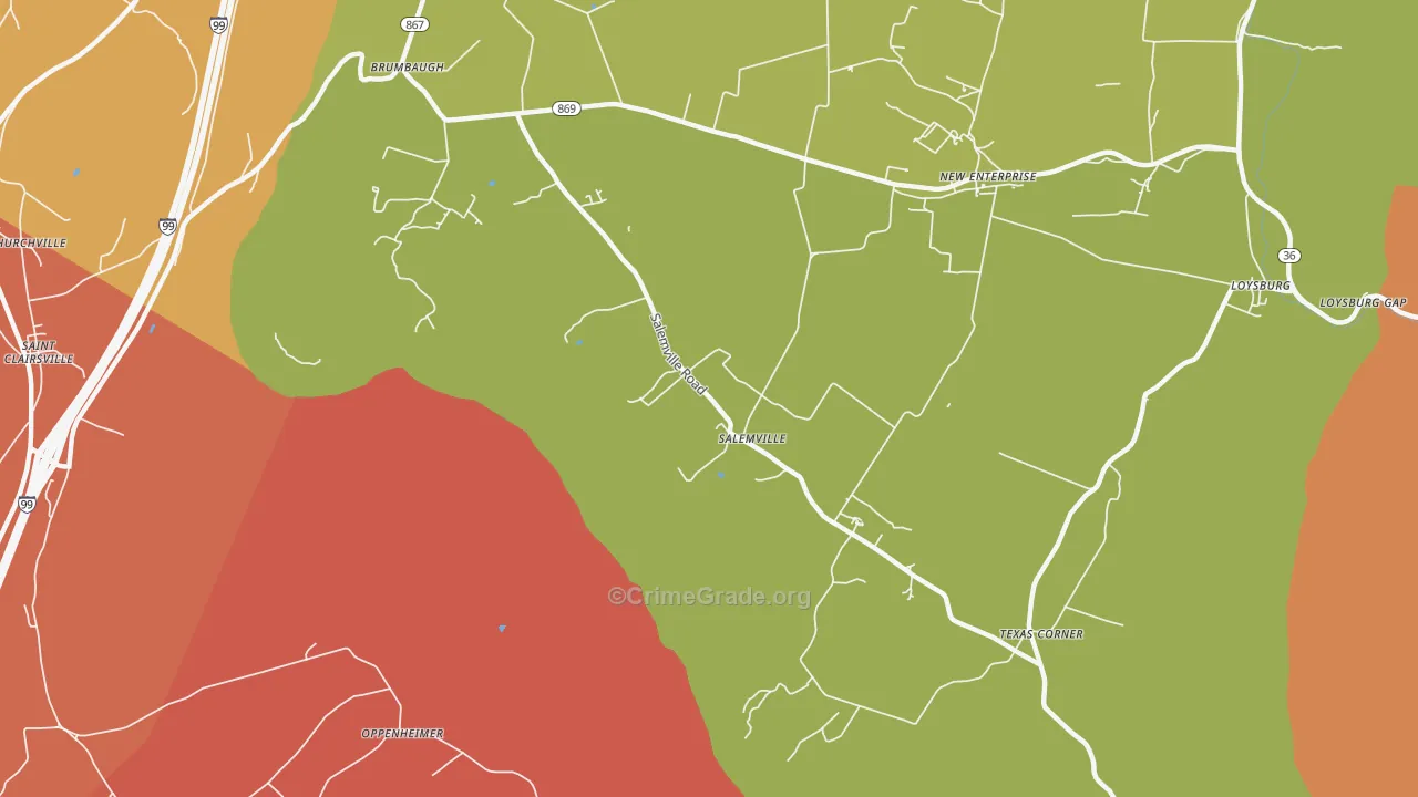Salemville, PA Map of Arson Rates