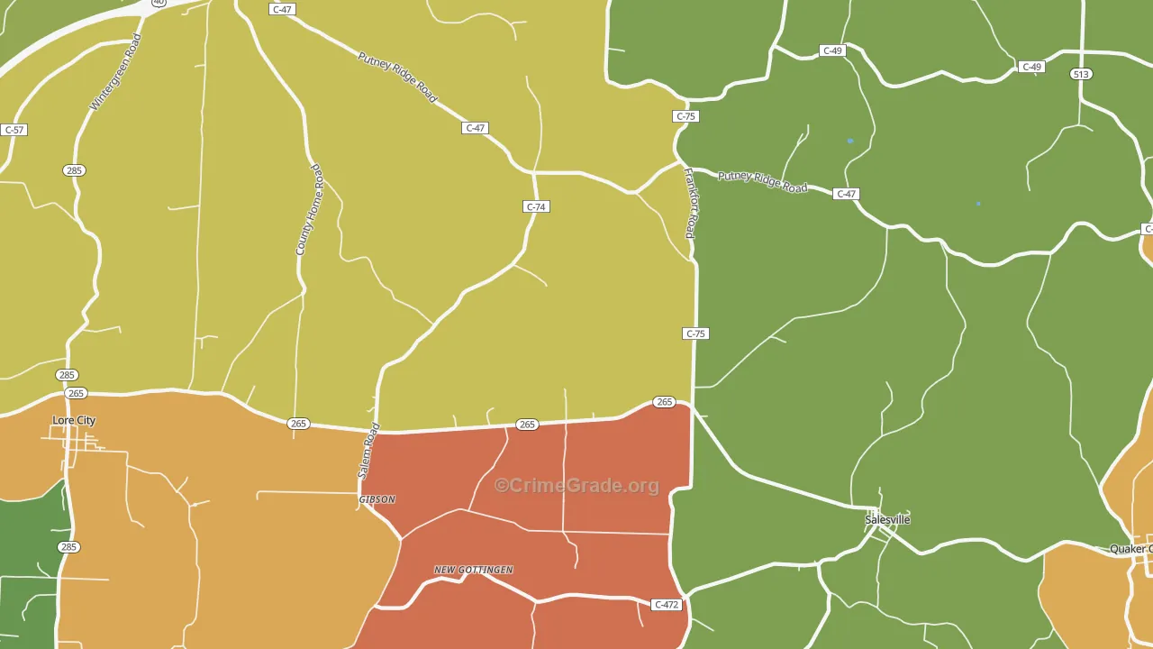 Salesville, OH Map of Arson Rates