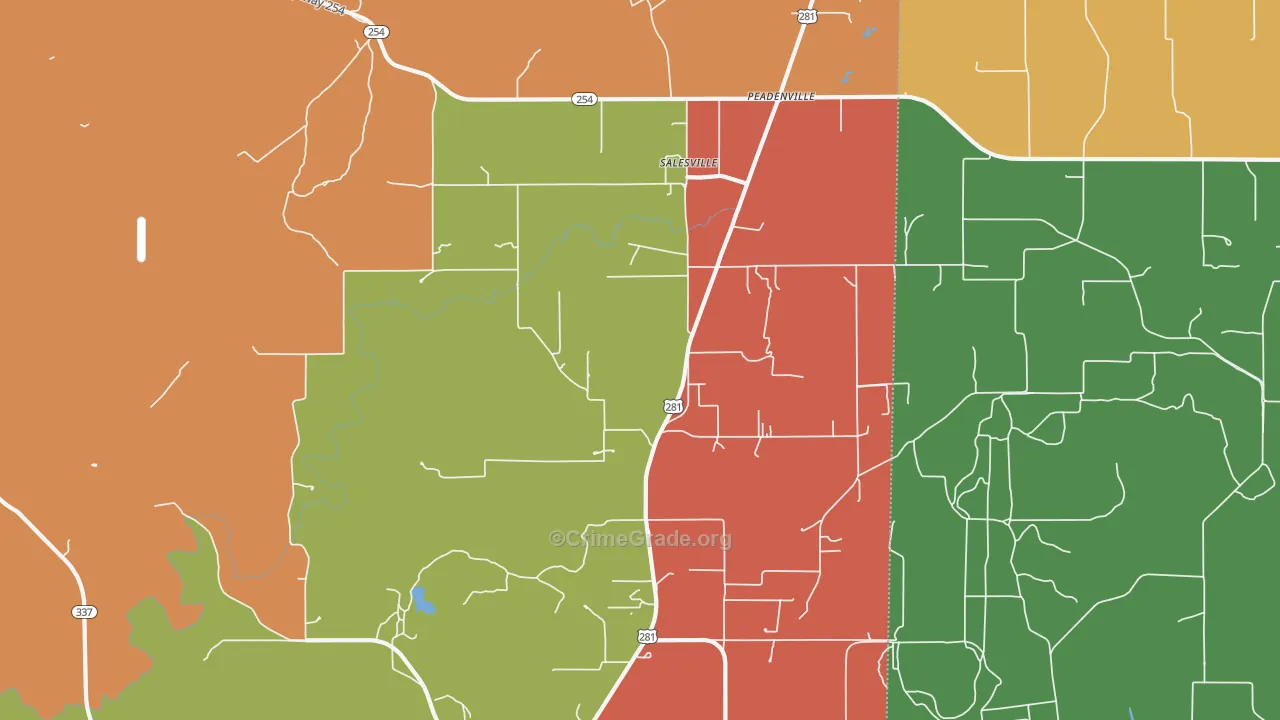 Salesville, TX Map of Arson Rates