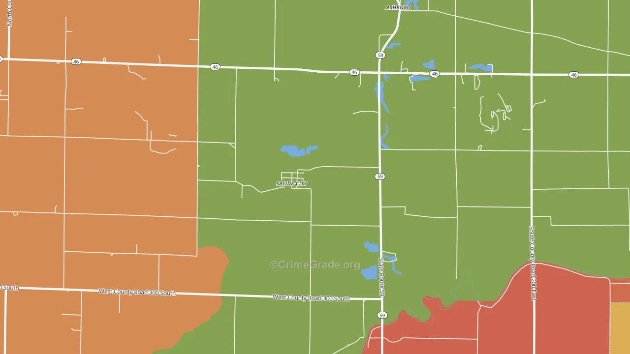 Saline City, IN Map of Arson Rates