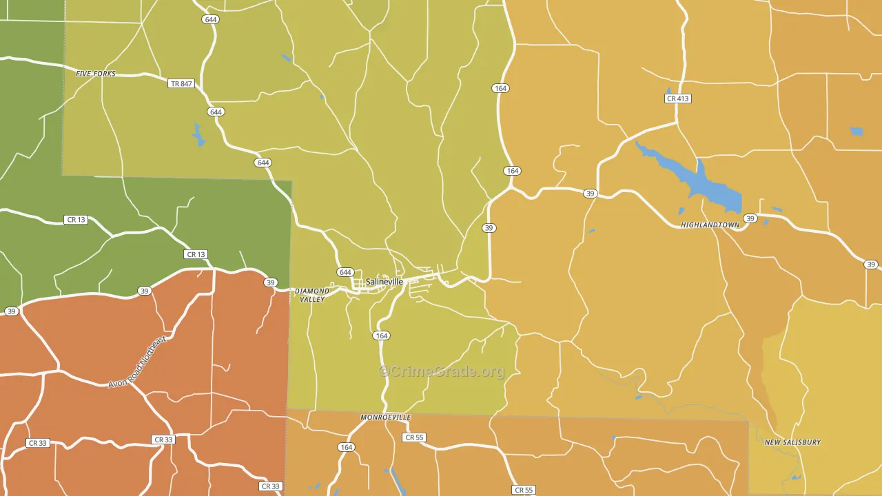 Salineville, OH Map of Arson Rates