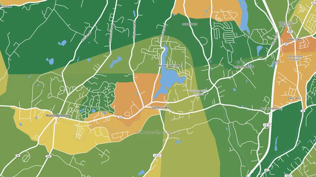 Salisbury Mills, NY Map of Arson Rates