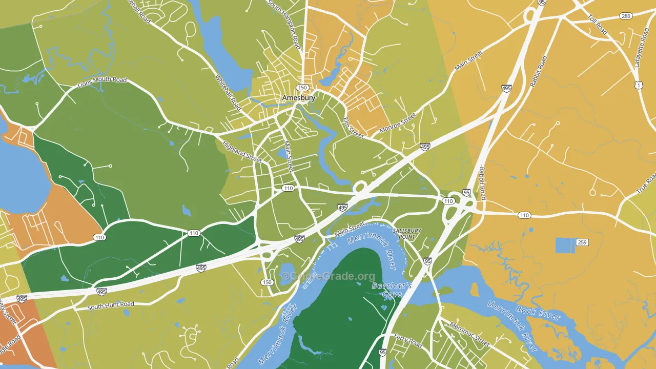 Salisbury Point, Amesbury Town, MA Map of Arson Rates