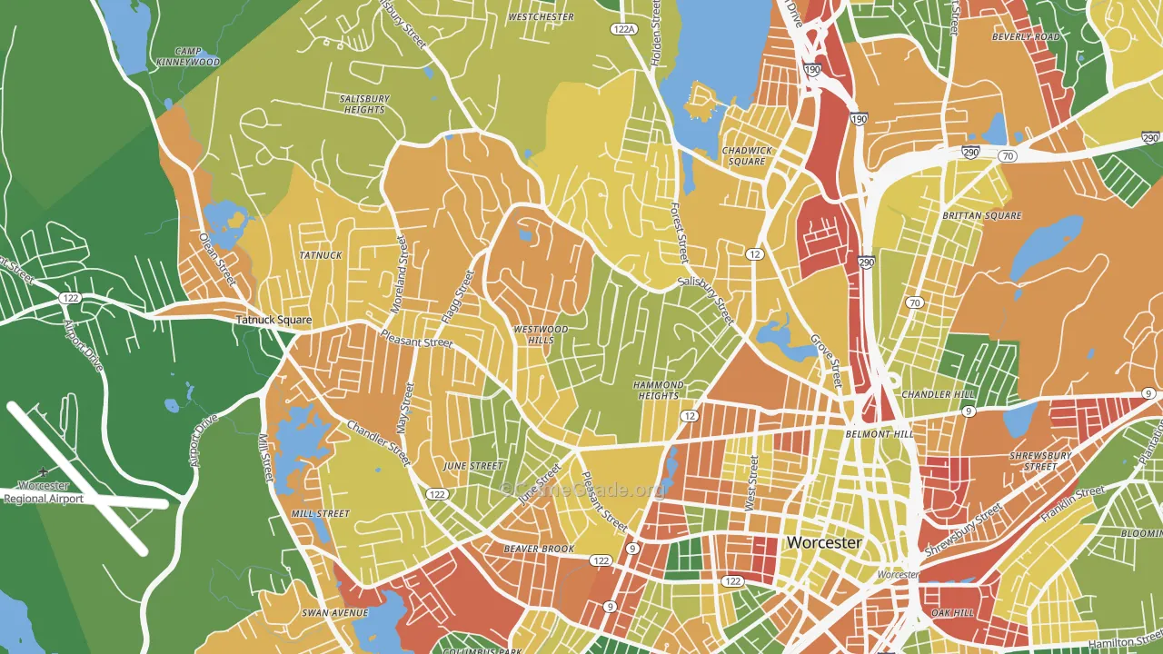 Salisbury Street, Worcester, MA Map of Arson Rates