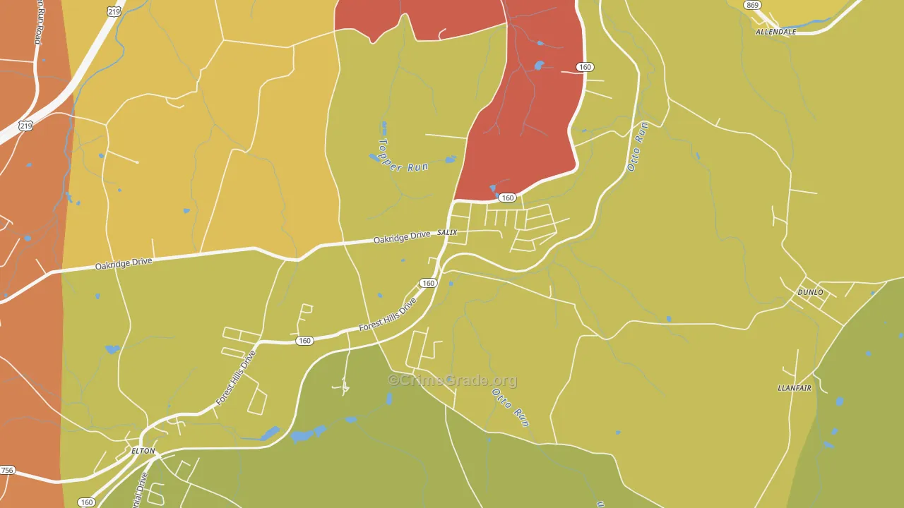Salix, PA Map of Arson Rates