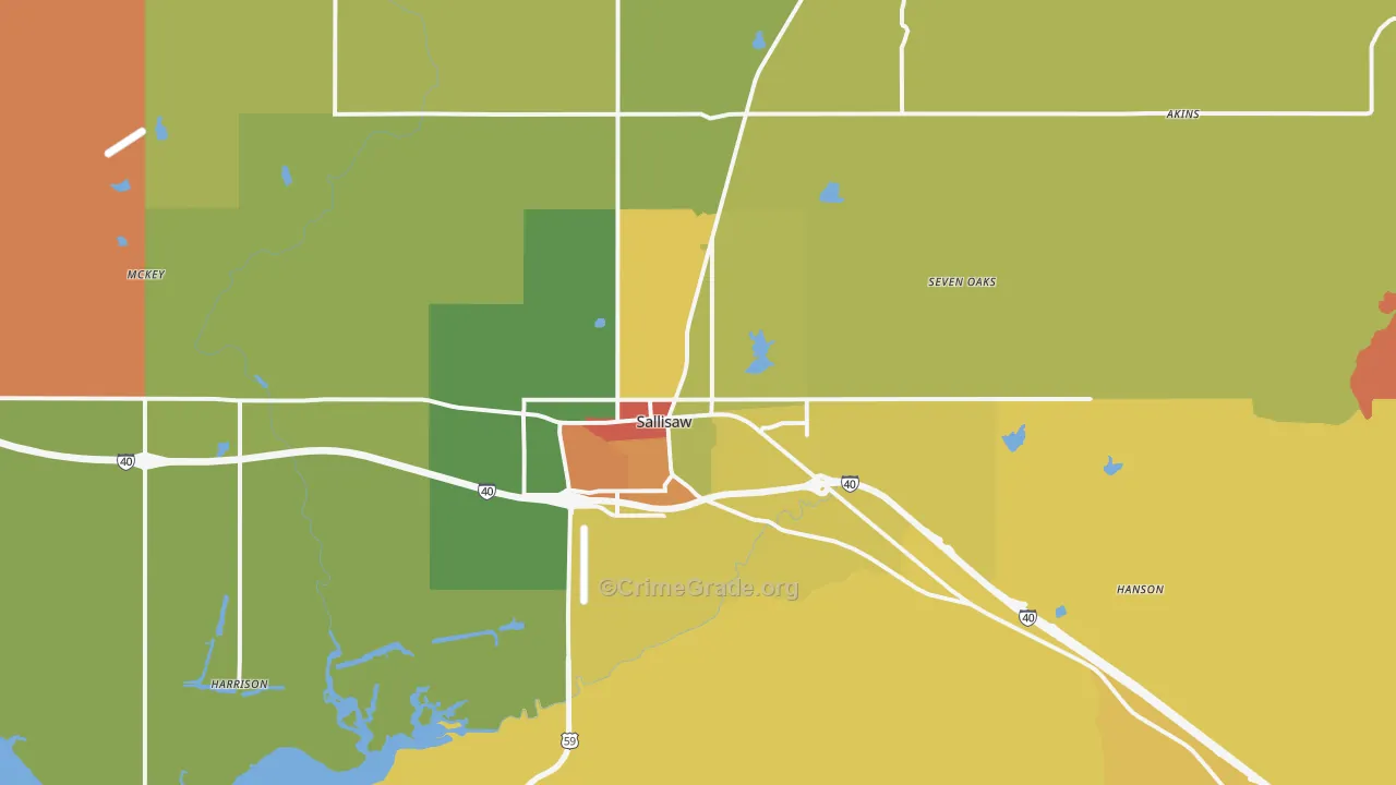 Sallisaw, OK Map of Arson Rates