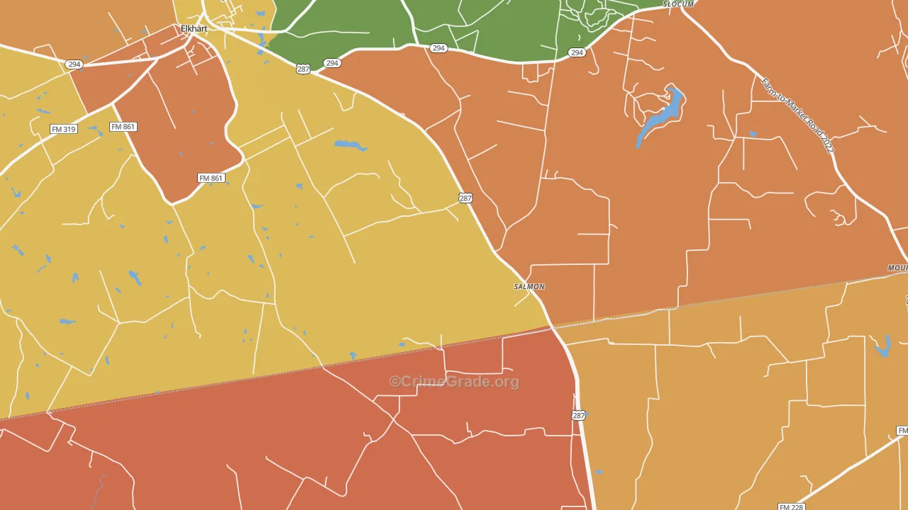 Salmon, TX Map of Arson Rates