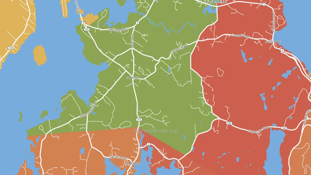 Salsbury Cove, ME Map of Arson Rates