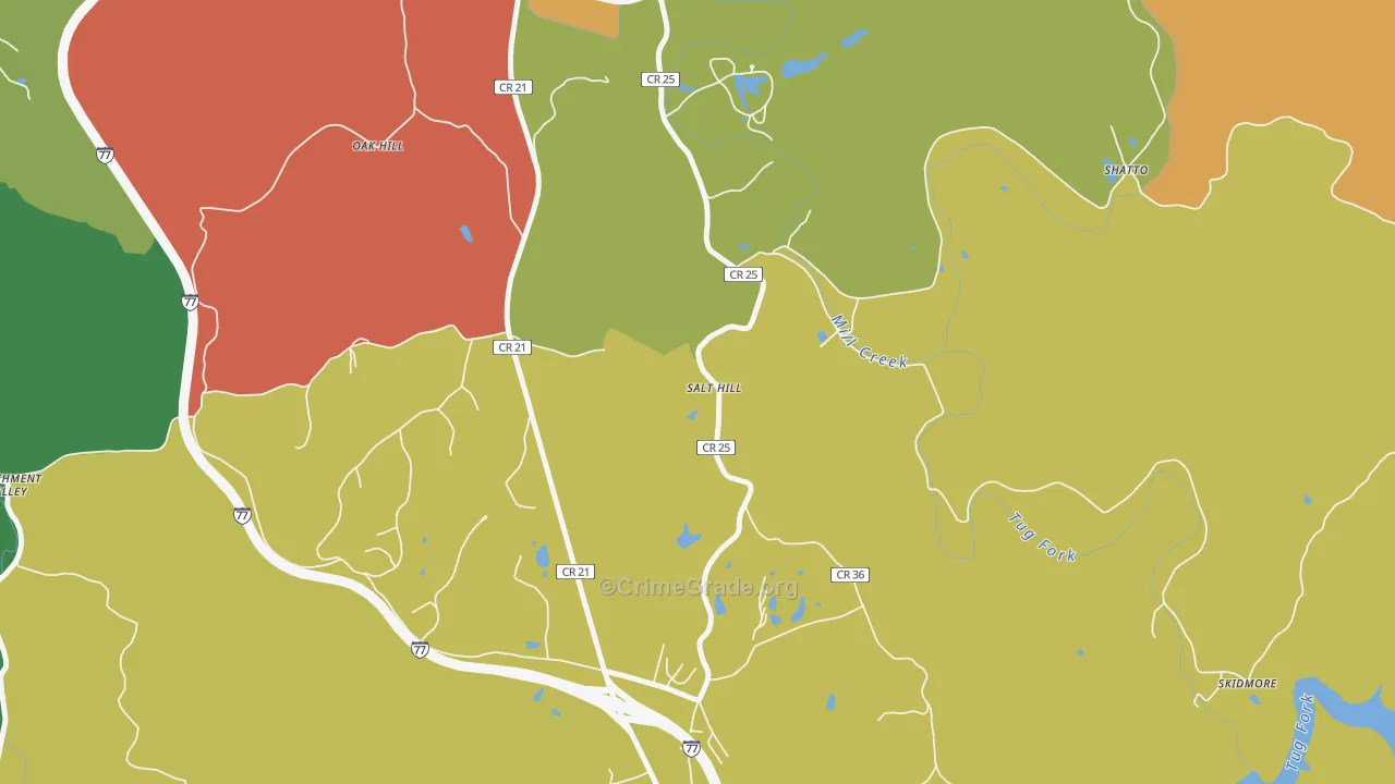 Salt Hill, WV Map of Arson Rates