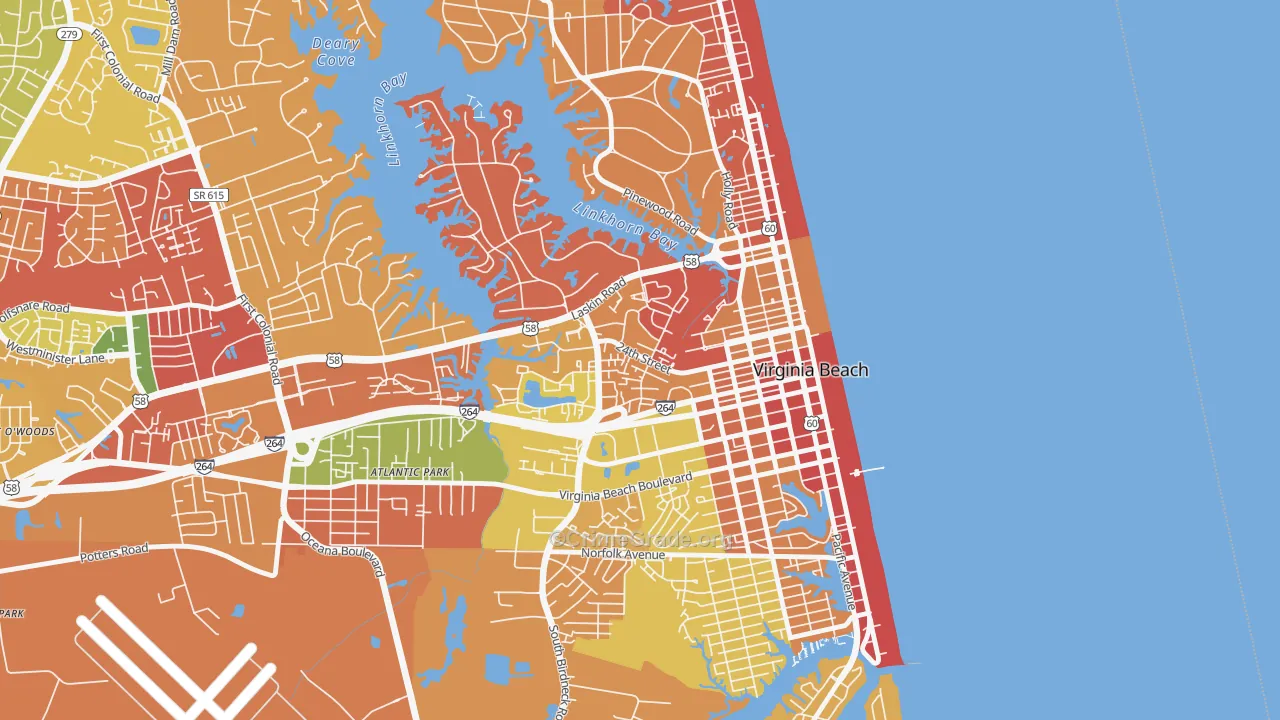 Salt Meadow Bay, Virginia Beach, VA Map of Arson Rates