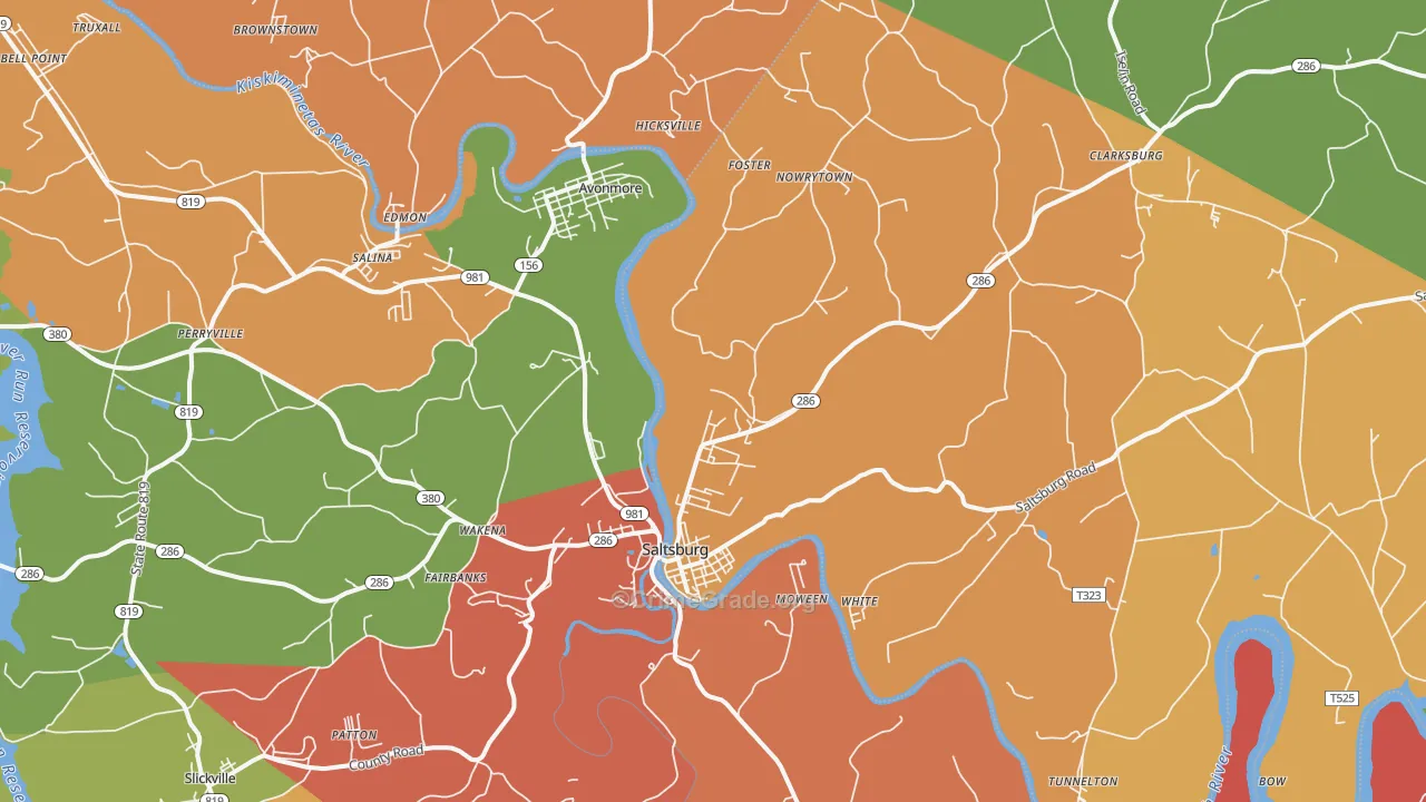 Saltsburg, PA Map of Arson Rates