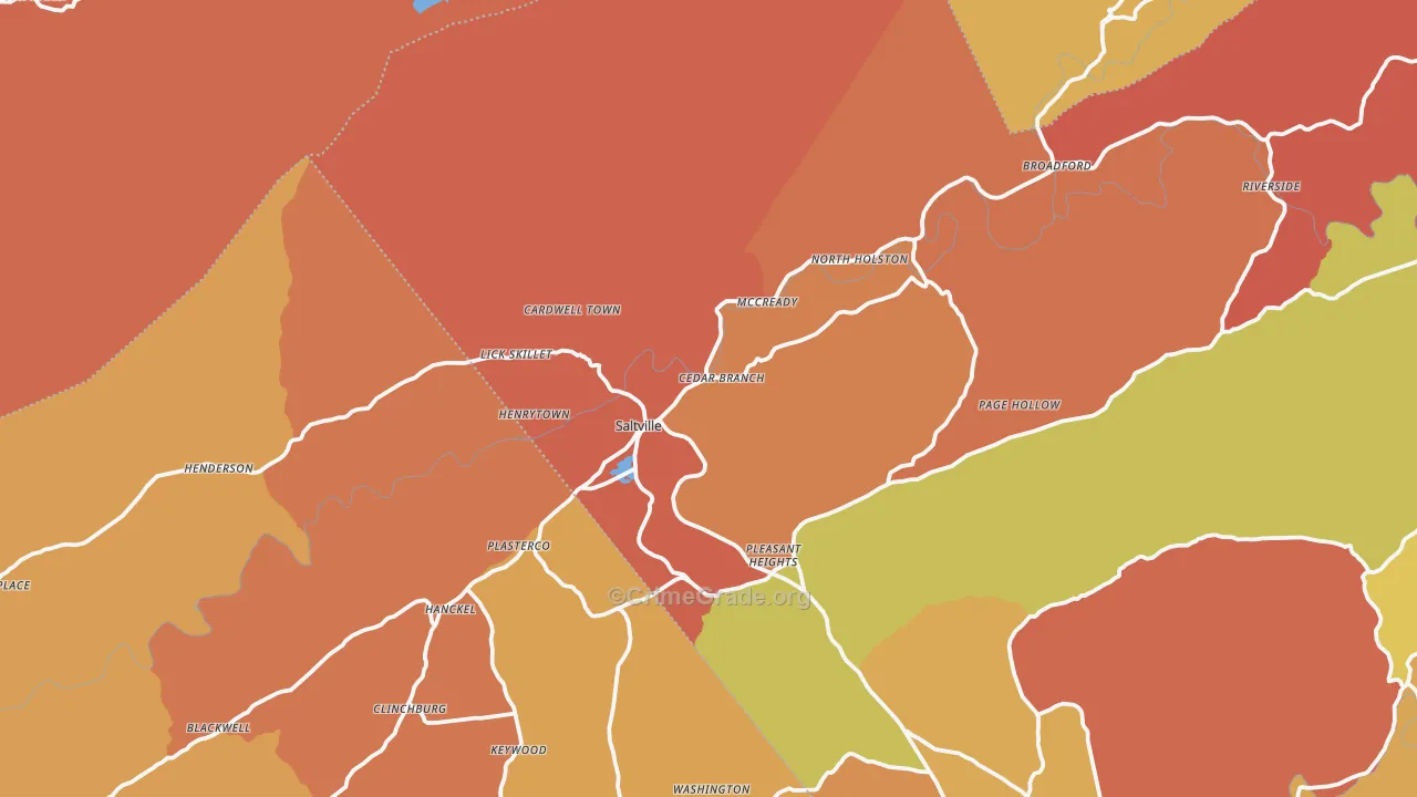 Saltville, VA Map of Arson Rates