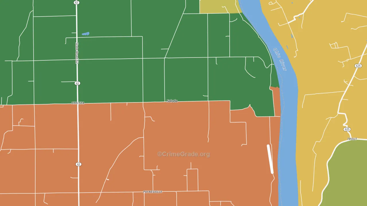 Saluda, IN Map of Arson Rates