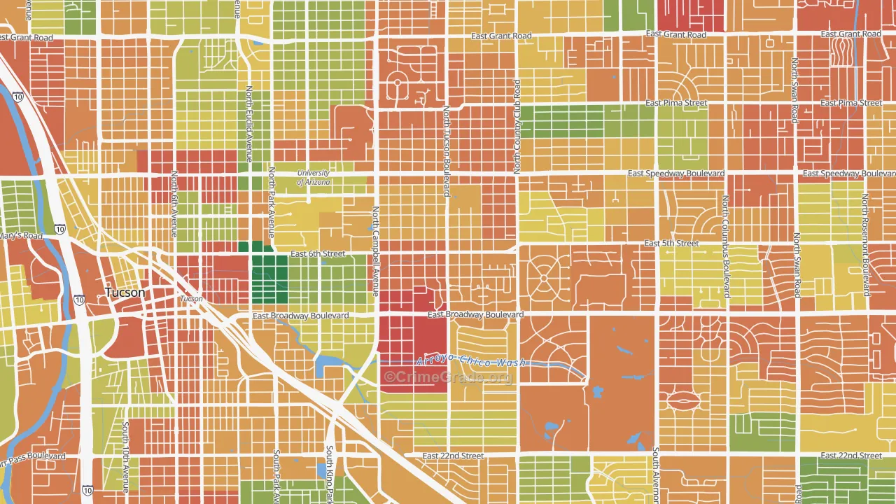 Sam Hughes, Tucson, AZ Map of Arson Rates