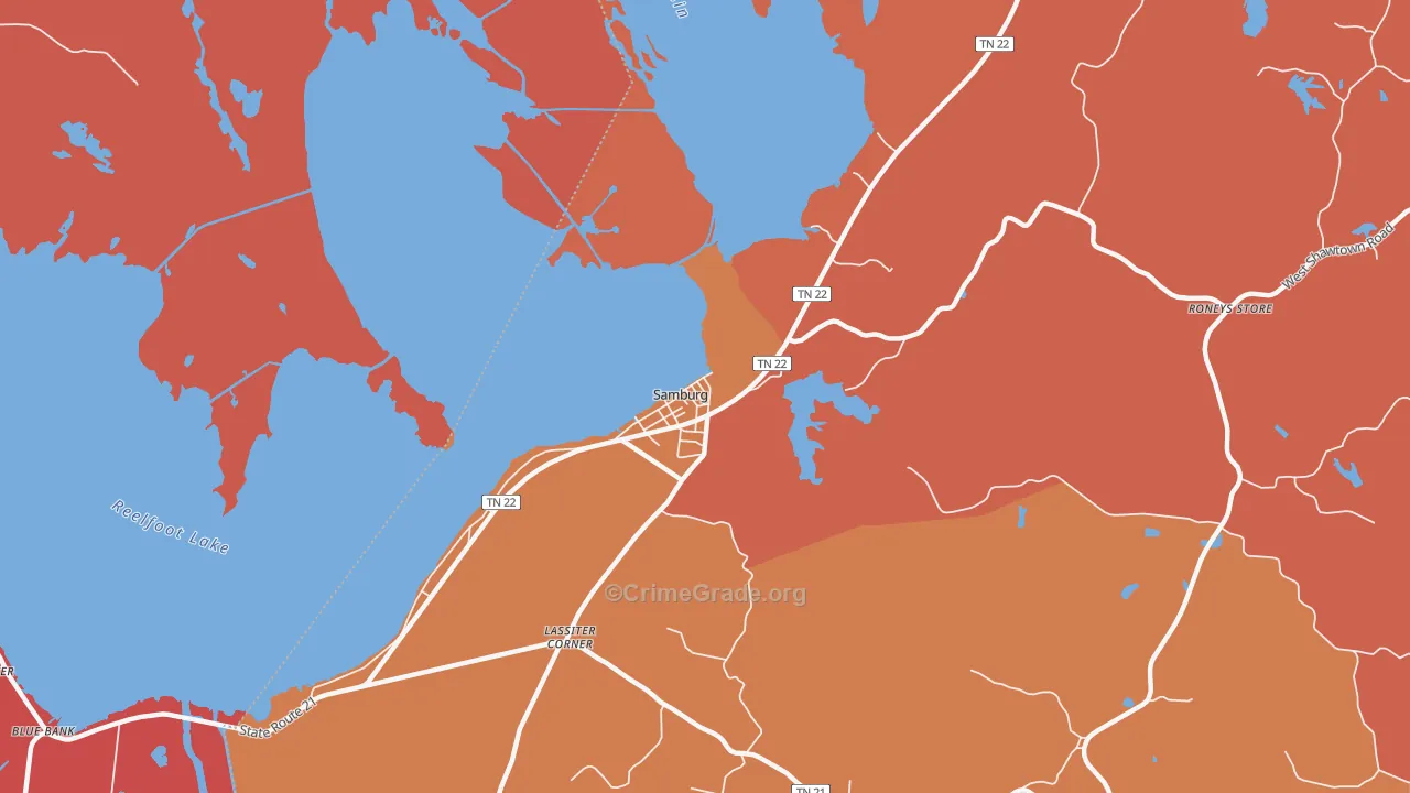 Samburg, TN Map of Arson Rates