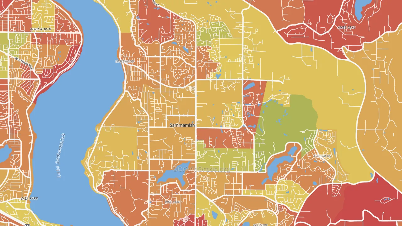 Sammamish, WA Map of Arson Rates