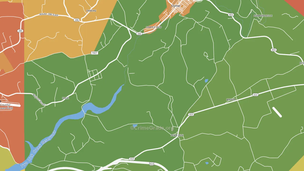Sample Run, PA Map of Arson Rates