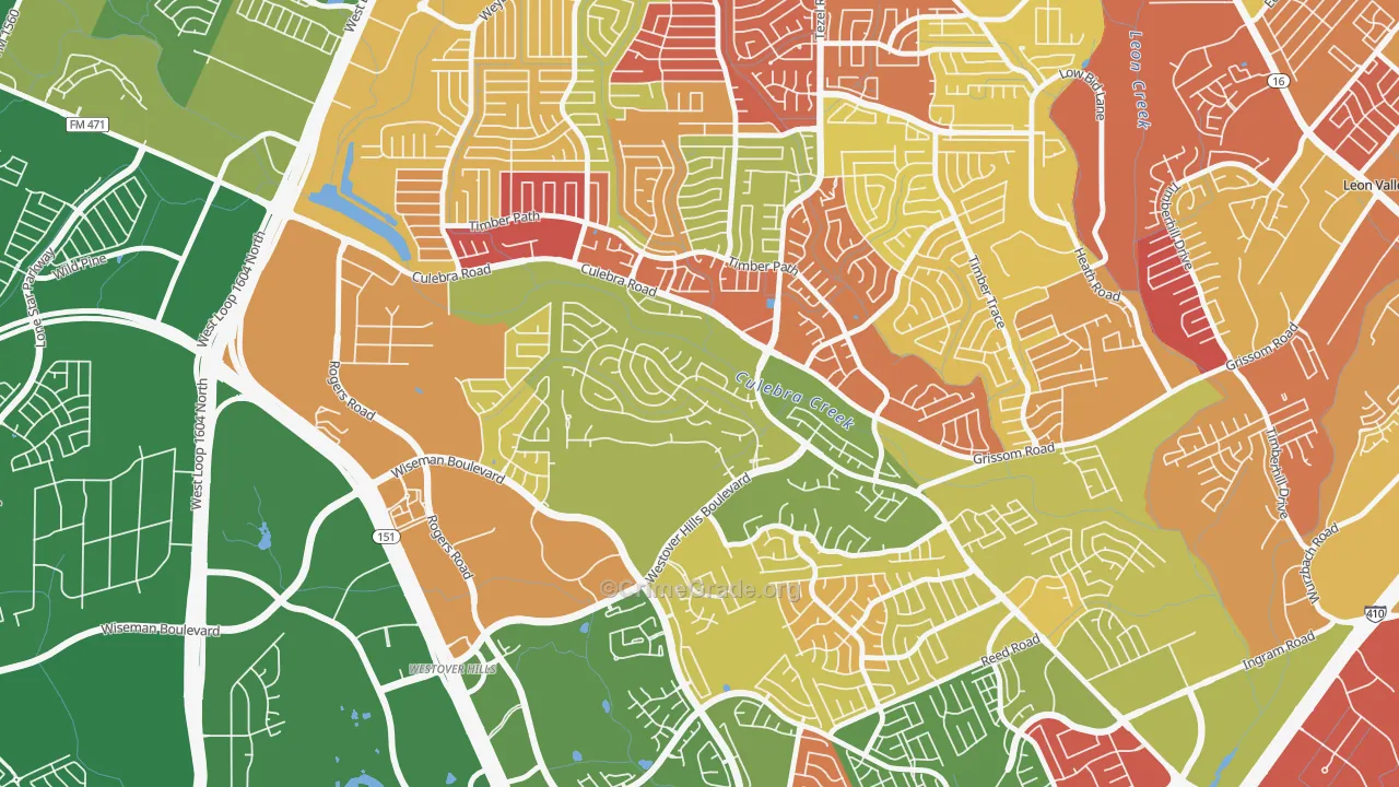 San Antonio Creekside, San Antonio, TX Map of Arson Rates