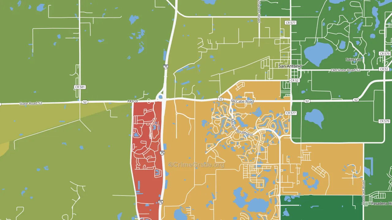 San Antonio, FL Map of Arson Rates