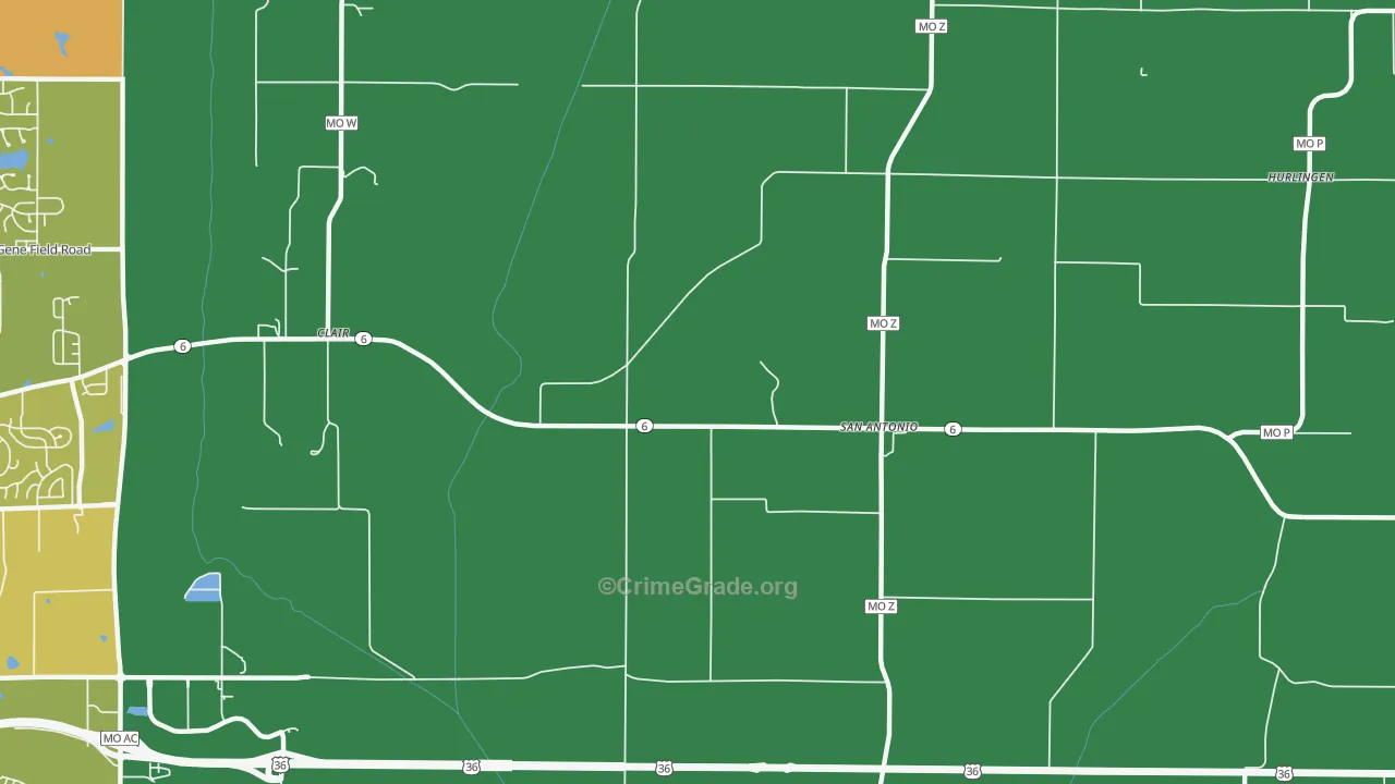 San Antonio, MO Map of Arson Rates