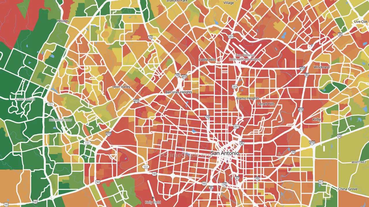 San Antonio, TX Map of Arson Rates