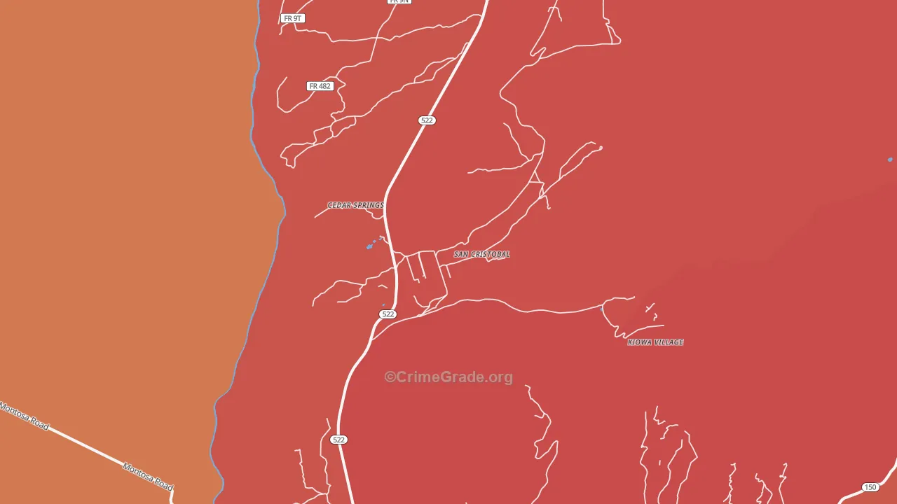 San Cristobal, NM Map of Arson Rates