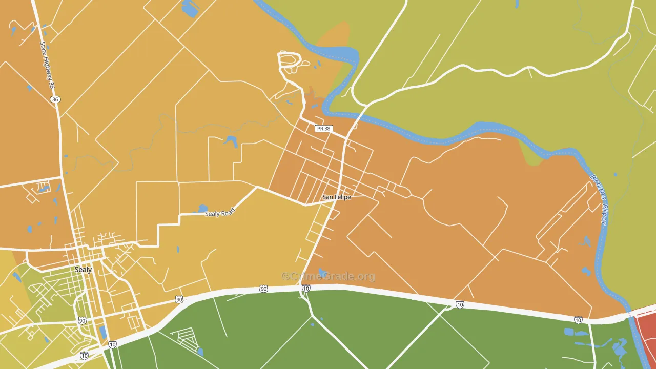 San Felipe, TX Map of Arson Rates