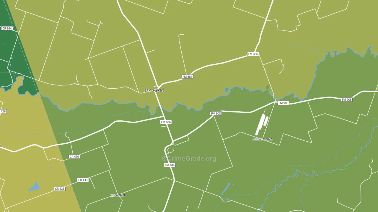 San Gabriel, TX Map of Arson Rates