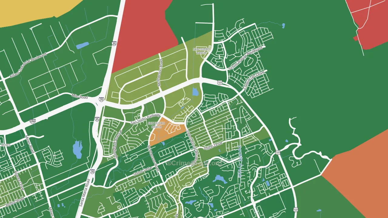 San Isidro, Laredo, TX Map of Arson Rates