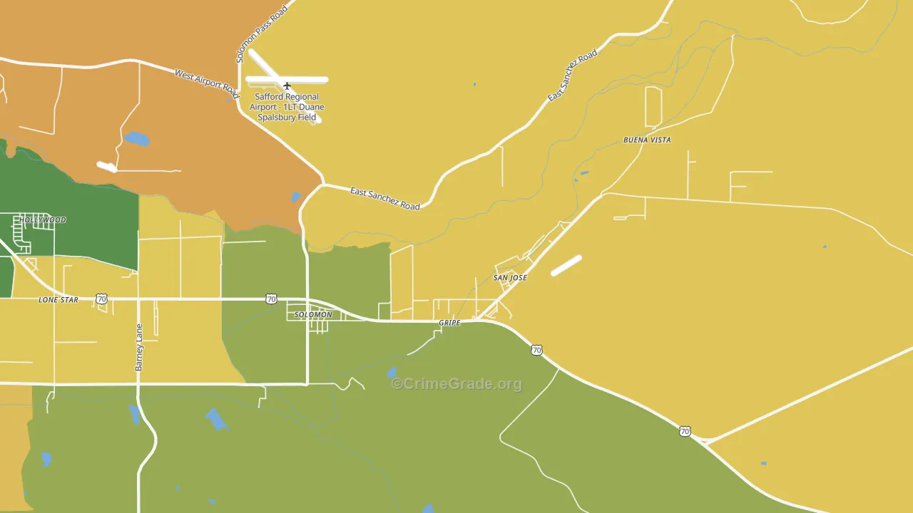 San Jose, AZ Map of Arson Rates