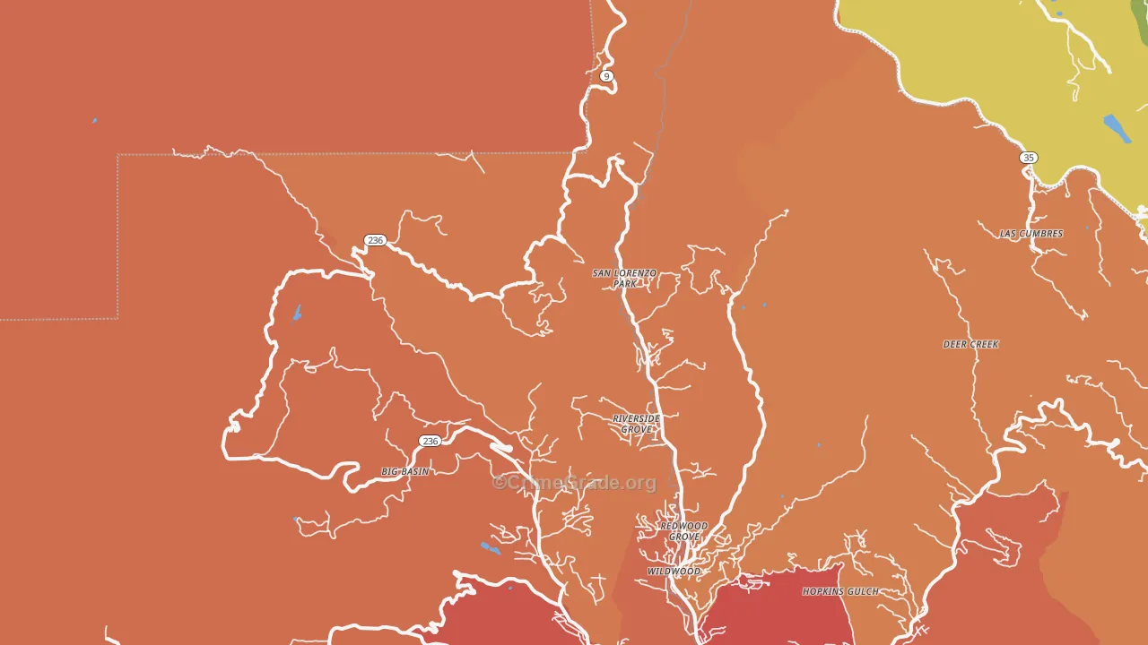 San Lorenzo Park, CA Map of Arson Rates