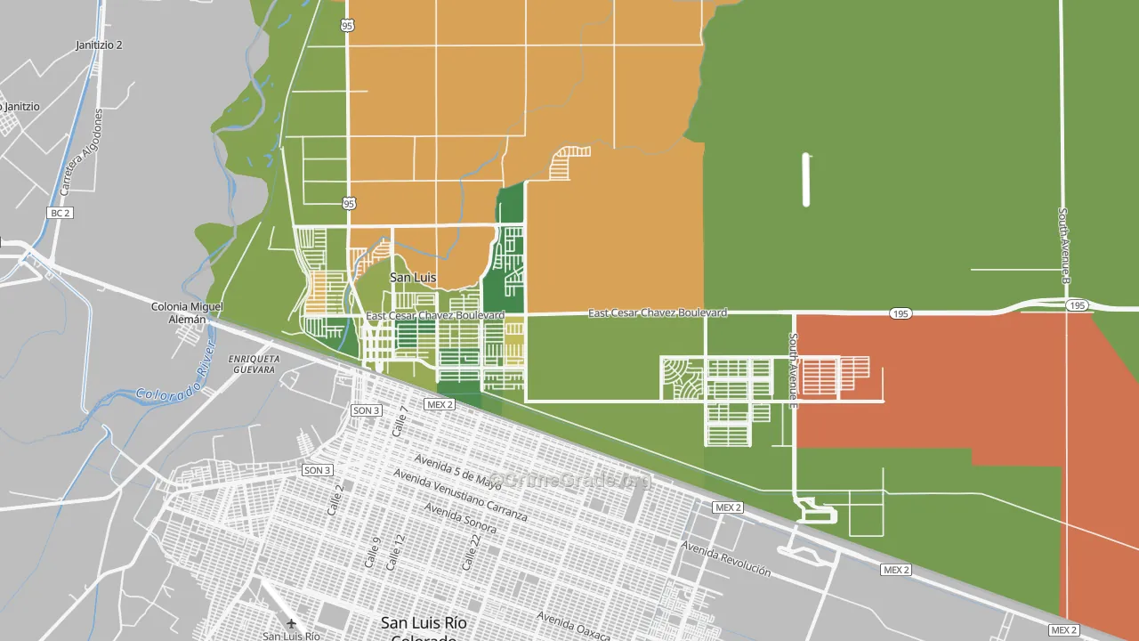 San Luis, AZ Map of Arson Rates