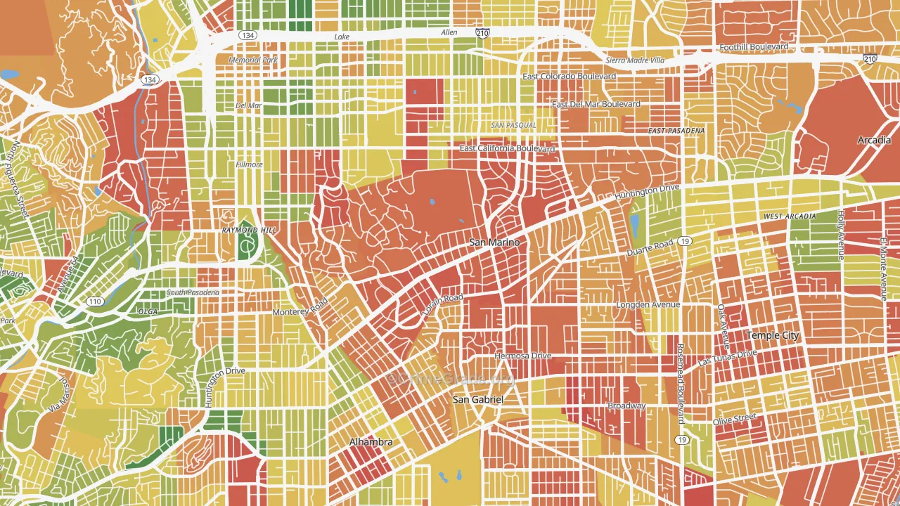 San Marino, CA Map of Arson Rates