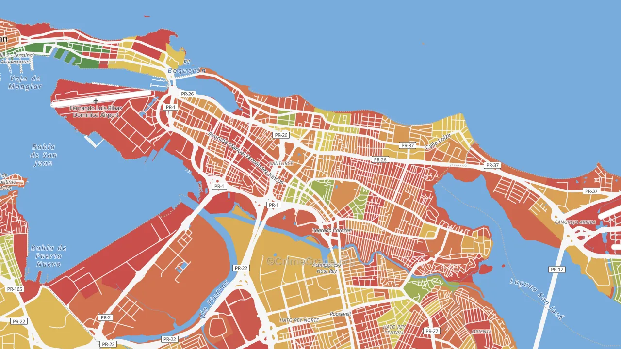 San Mateo, San Juan, PR Map of Arson Rates